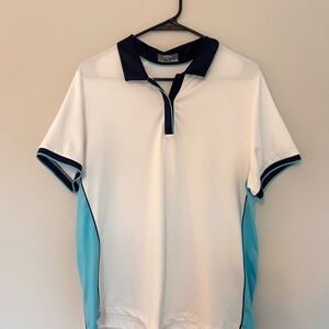 Women’s White and Blue Polo Shirt